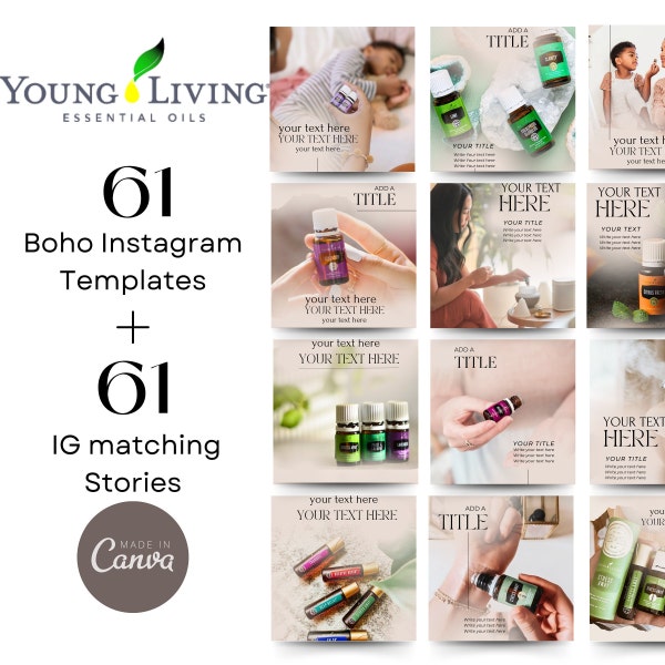YOUNG LIVING Instagram Posts & Story Templates Pack | Aromatherapy Templates | Young Living Design, Essential Oils Marketing Social Media