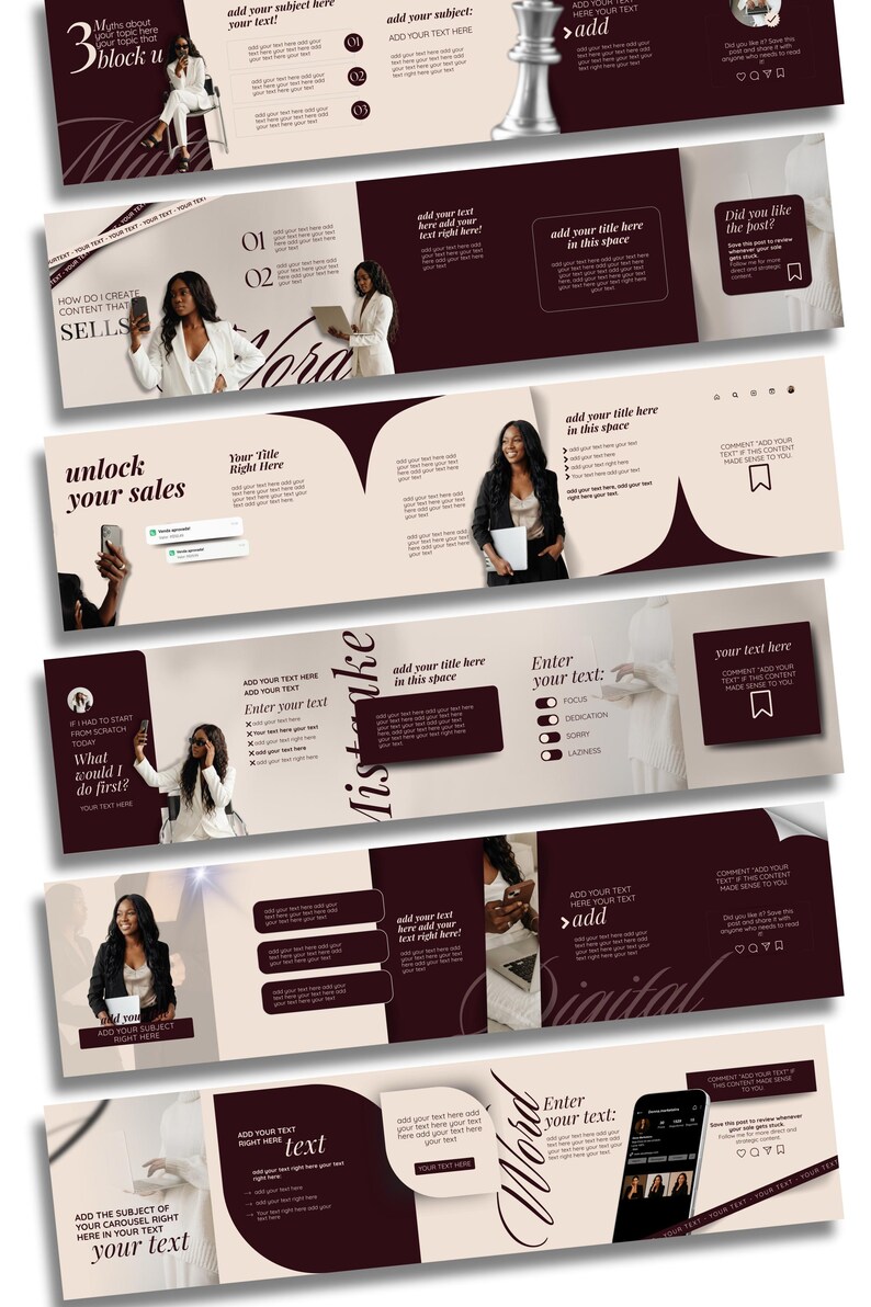 Burgundy Instagram Carousel Posts Canva Templates | Authority Brand ...