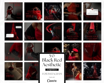 Black & Red Instagram Templates – 50 Luxury Fashion Posts (Canva Editable)