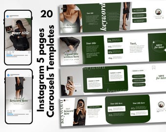Instagram Carousel Templates Canva | Green Social Media Posts (PDF Link)