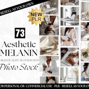 MELANIN 73 High-Quality Beige Aesthetic Woman Stock Photos PLR | Aesthetic Black Girls | Faceless Marketing | Digital Girl Boss Social Media