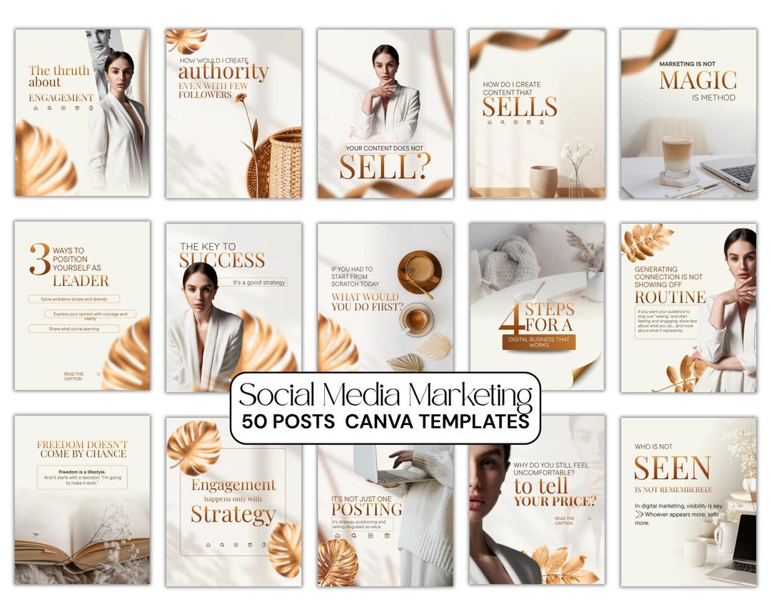 Elegant Gold Instagram Post Templates: Social Media Canva Pack (digital ...