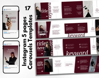 Instagram Carousel Templates Canva | 17 Editable Social Media Posts (Digital Download)