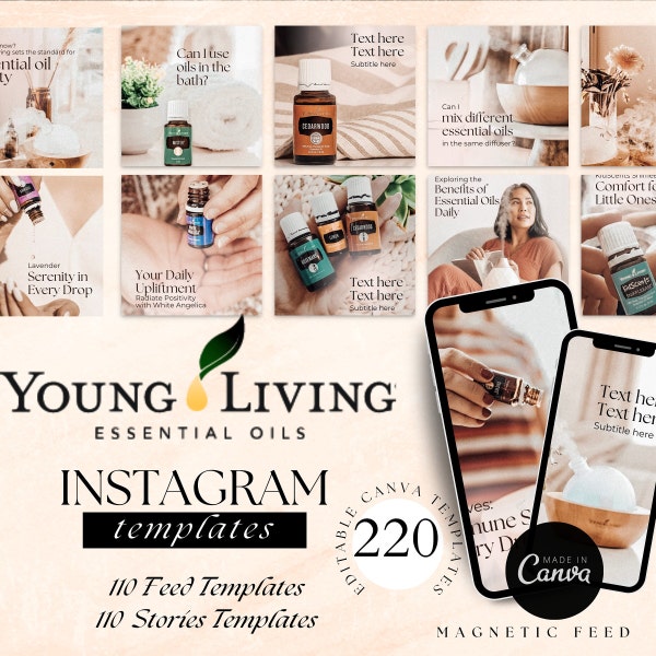 YOUNG LIVING Essential Oils Instagram Templates Pack | Aromatherapy Templates | Young Living Design, Marketing & Social Media | IG stories