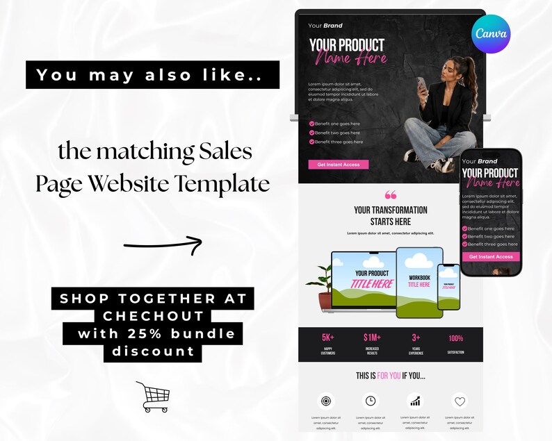 Pink Instagram Canva template bundle showing 36 editable posts, matching story slides, and 148 short vertical reels video covers in a soft pastel pink aesthetic for coaches, small businesses, and content creators, perfect for feminine Instagram branding and engagement-boosting social media content.