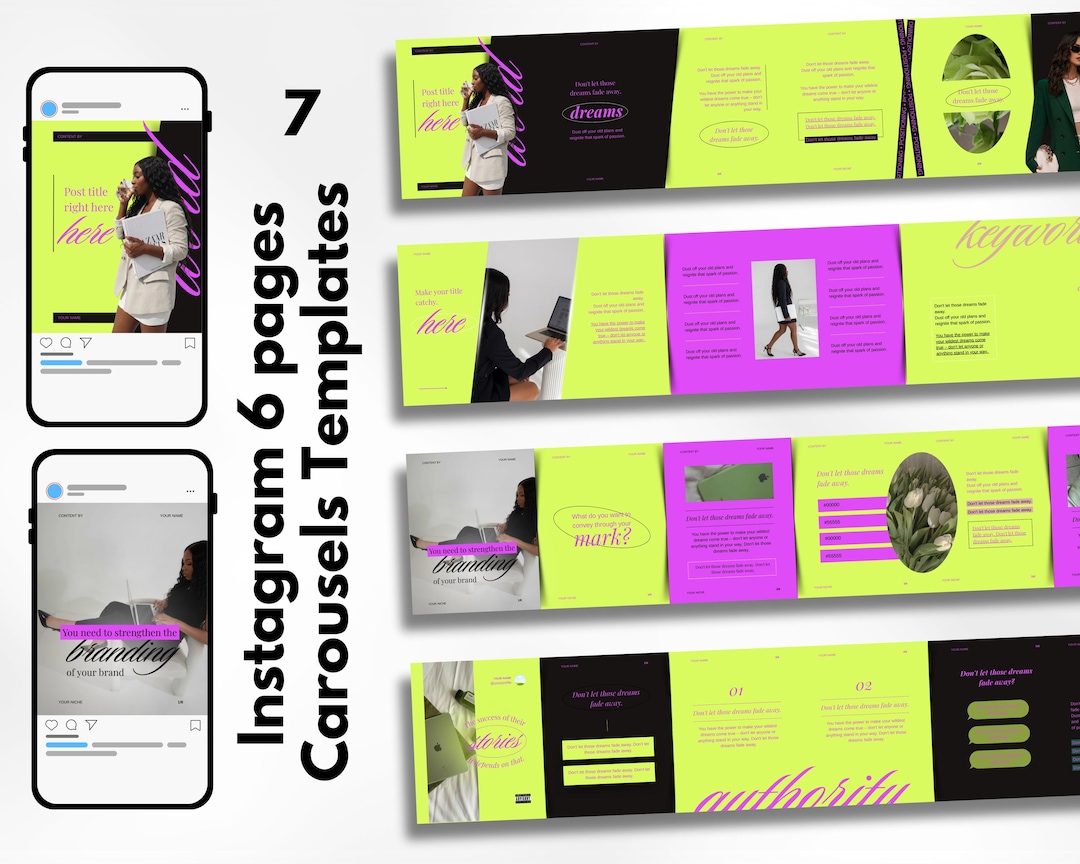 Instagram Carousel Canva Templates, Social Media Post Bundle (digital ...