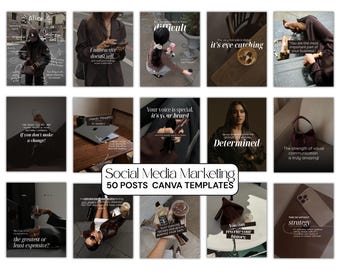 Brown Social Media Templates, Marketing Quotes, Instagram Posts (Canva Format Digital Download