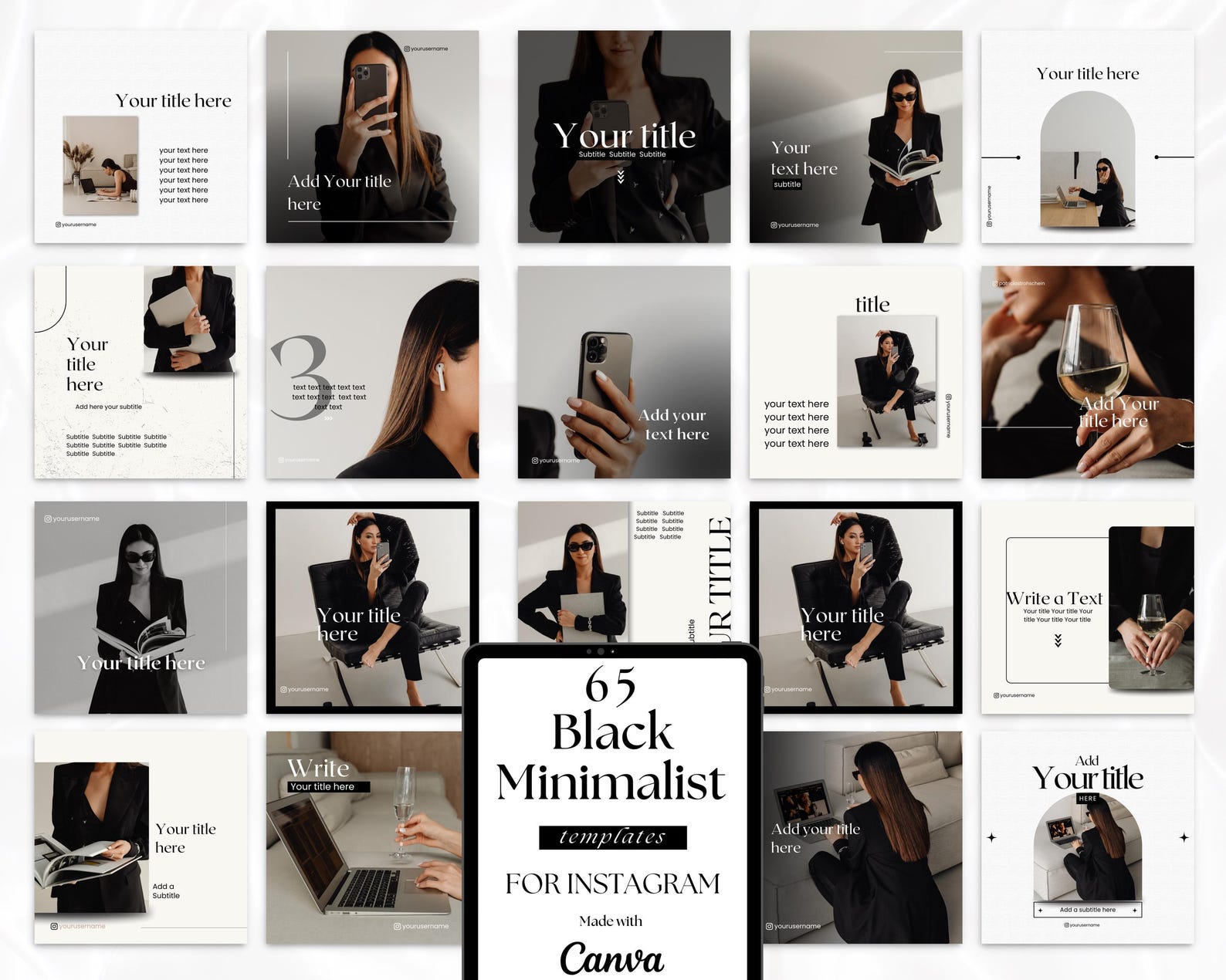 Minimalist Social Media Templates: Black and White Posts for Canva ...