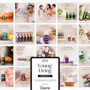 Paquete de plantillas para publicaciones e historias de Instagram de YOUNG LIVING / Plantillas de aromaterapia / Diseño de Young Living, marketing de aceites esenciales en redes sociales