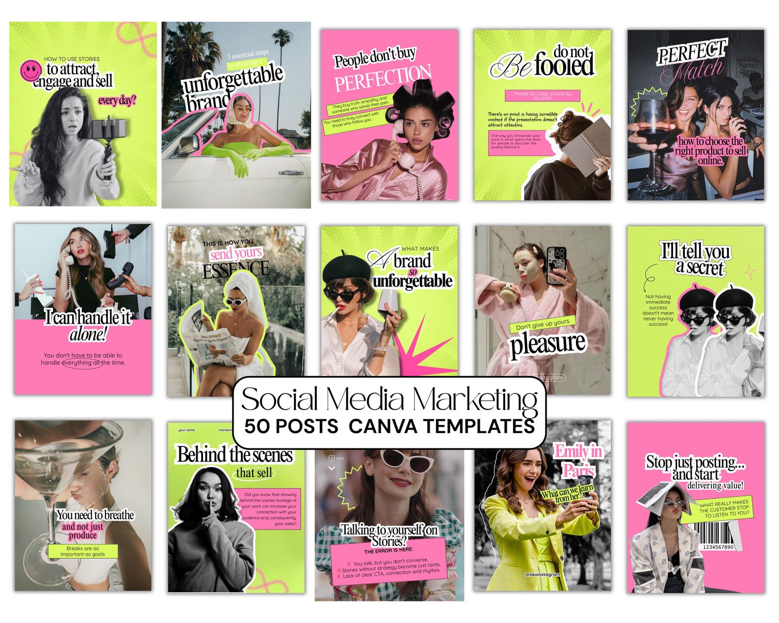 Bold Y2K Instagram Canva Templates | 50 Social Media Posts (digital ...