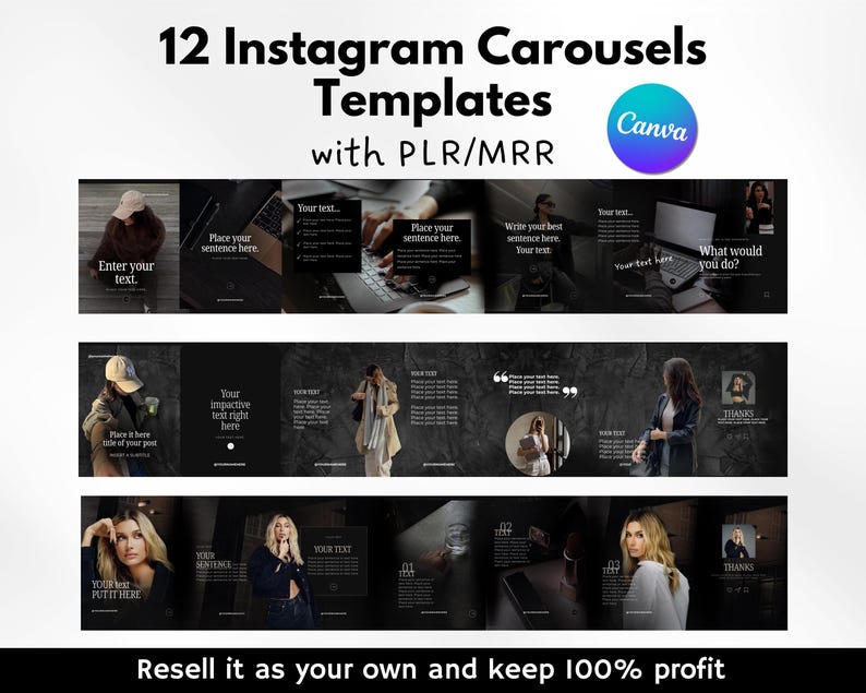 Instagram Carousel Templates | Canva Social Media PLR/MRR (digital ...