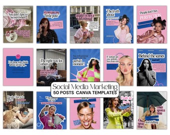 Y2K Instagram Post Templates | 50 Canva Designs (Digital Download)