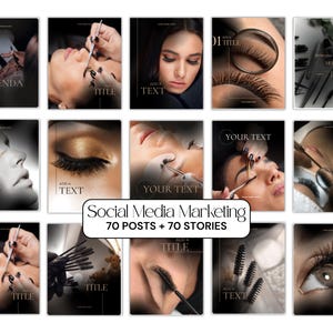 Instagram-sjablonen voor wimperontwerper: elegant canvapakket voor sociale media
