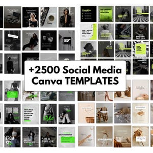 2500+ editable Canva social media templates bundle for coaches, entrepreneurs and small business owners including Instagram posts, carousel templates, TikTok video templates, Pinterest pins, Facebook marketing graphics, reels, stories and professional branding designs