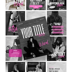 Pink Instagram Canva template bundle showing 36 editable posts, matching story slides, and 148 short vertical reels video covers in a soft pastel pink aesthetic for coaches, small businesses, and content creators, perfect for feminine Instagram branding and engagement-boosting social media content.