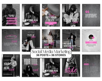 Pink Instagram Canva Templates Bundle – 36 Posts, 148 Reels (Digital Download)