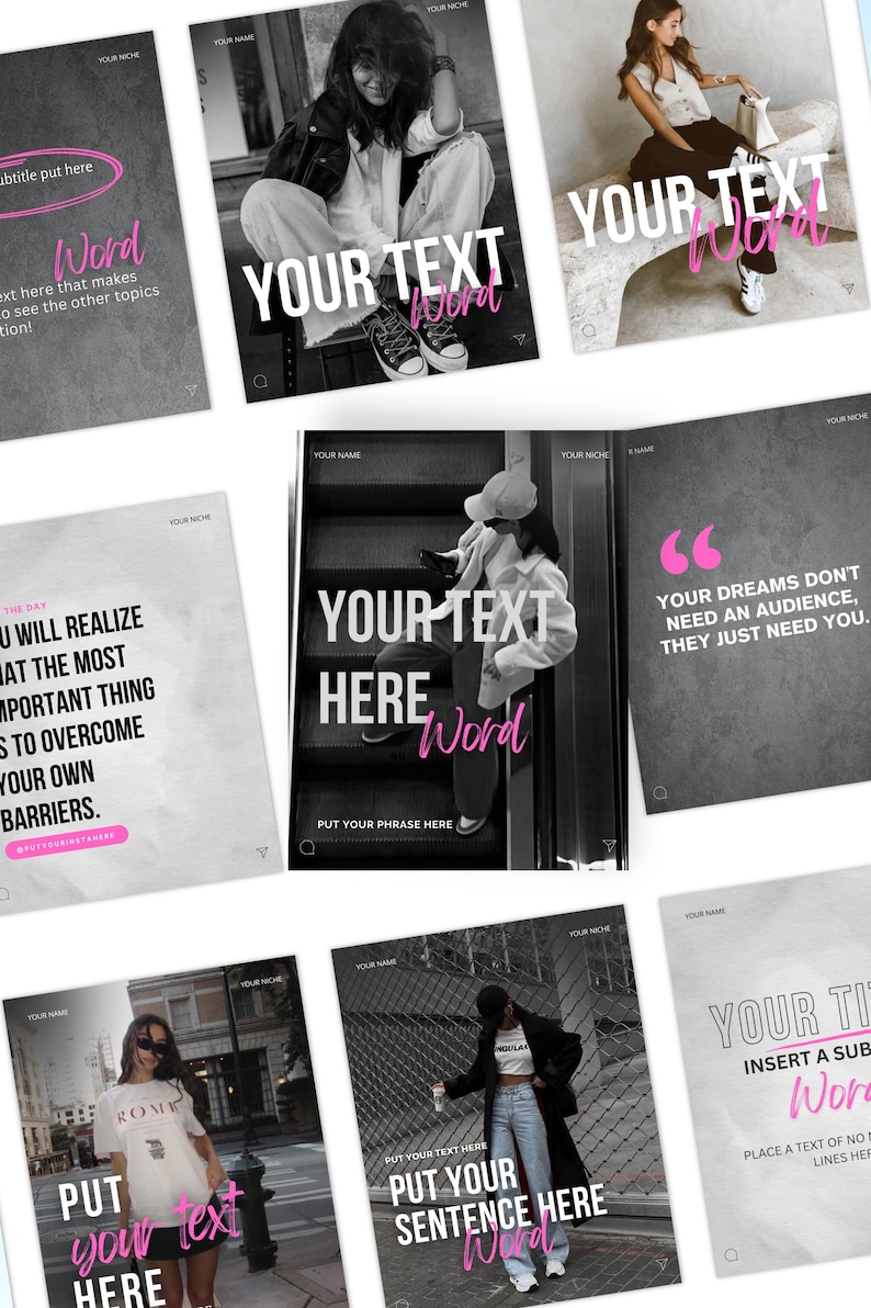 Pink Instagram Canva template bundle showing 36 editable posts, matching story slides, and 148 short vertical reels video covers in a soft pastel pink aesthetic for coaches, small businesses, and content creators, perfect for feminine Instagram branding and engagement-boosting social media content.