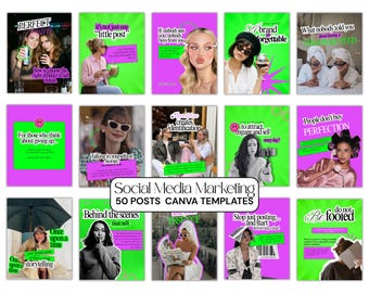 Bold Instagram Canva Templates | 50 Social Media Marketing Posts | Editable Business Coaching Content Pack