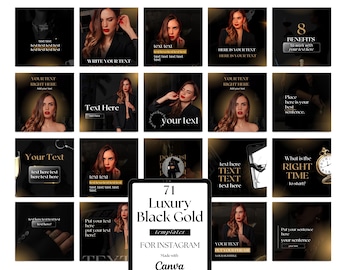 Black & Gold Instagram Templates | Canva Social Media Feed (PDF)