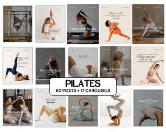 Pilates Instagram Templates | Wellness Social Media Content (Canva)