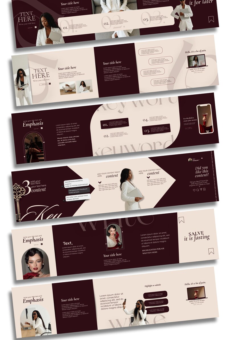 Burgundy Instagram Carousel Posts Canva Templates | Authority Brand ...