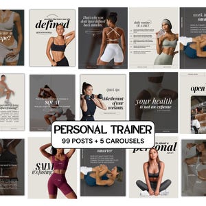 Personal Trainer Instagram Templates — 99 Fitness Posts + Carousels