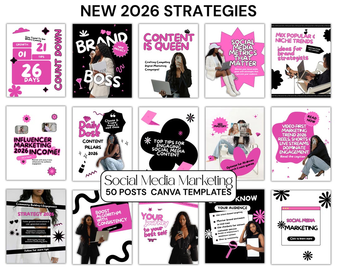 BOLD Social Media Marketing Bundle | 50+ Canva Templates for Coaches ...