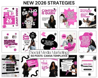 BOLD Social Media Marketing Bundle | 50+ Canva Templates for Coaches (Digital Download)