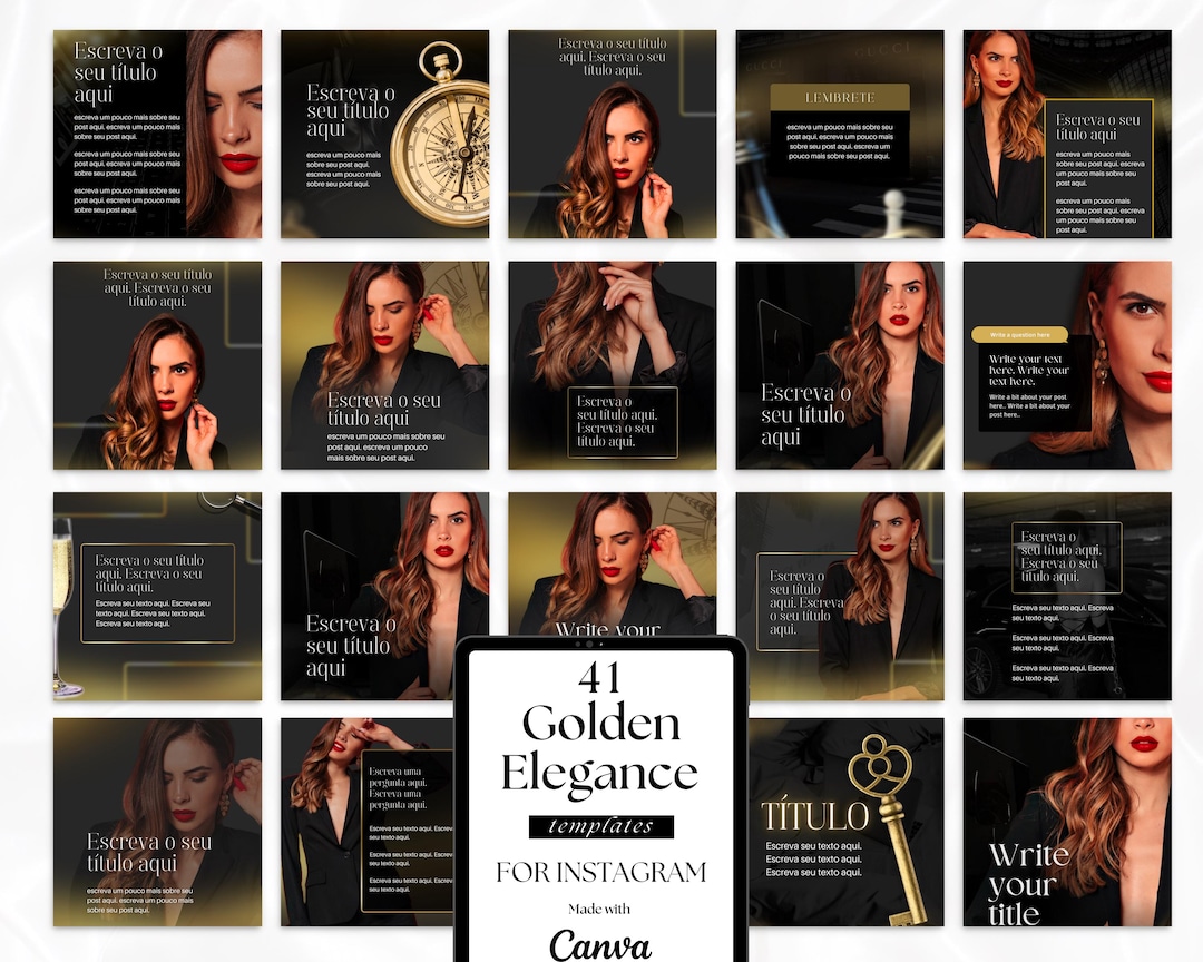 Elegant Black & Gold Instagram Templates: Social Media Canva Pack - Etsy