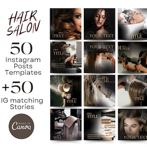 Hair SALON Aesthetic Instagram Posts and Story Canva Templates - Elevate Your Hair Studio&#39;s Online Presence | Hair Salon Social Media Pack