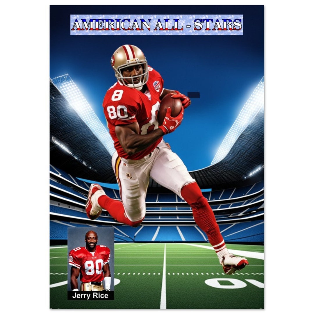 Jerry Rice Football Star Poster Premium Semi Gloss Paper 4 Sizes A4, A3 ...