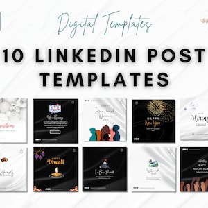 10 Minimal LinkedIn Post Templates for all occasions | LinkedIn Templates | Canva | Social Media Card  | LinkedIn Strategy | Editable