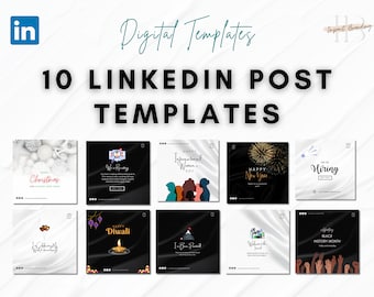 10 LinkedIn Post Templates | Canva Social Media Cards (Digital Download)