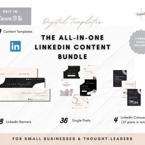70+ Editable LinkedIn Content Templates | Business & Thought-Leader Bundle | LinkedIn Banners, Posts / Carousels | Minimal Light Style