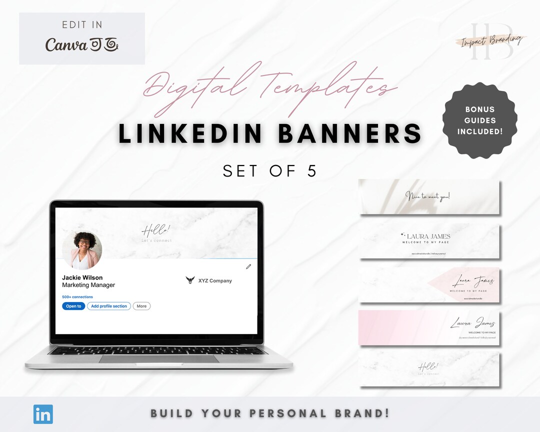 5 Linkedin Banner Templates | Showcase Your Personal Brand | White ...