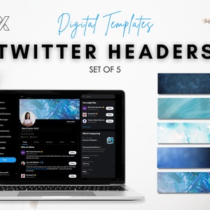 5 Twitter Banners | Blue Abstract Style | Gain new followers today! | Twitter Profile | Twitter Header | Personal Brand | Digital Templates