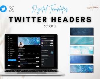 Blue Abstract Twitter Headers | Personal Branding Templates (Digital Download)