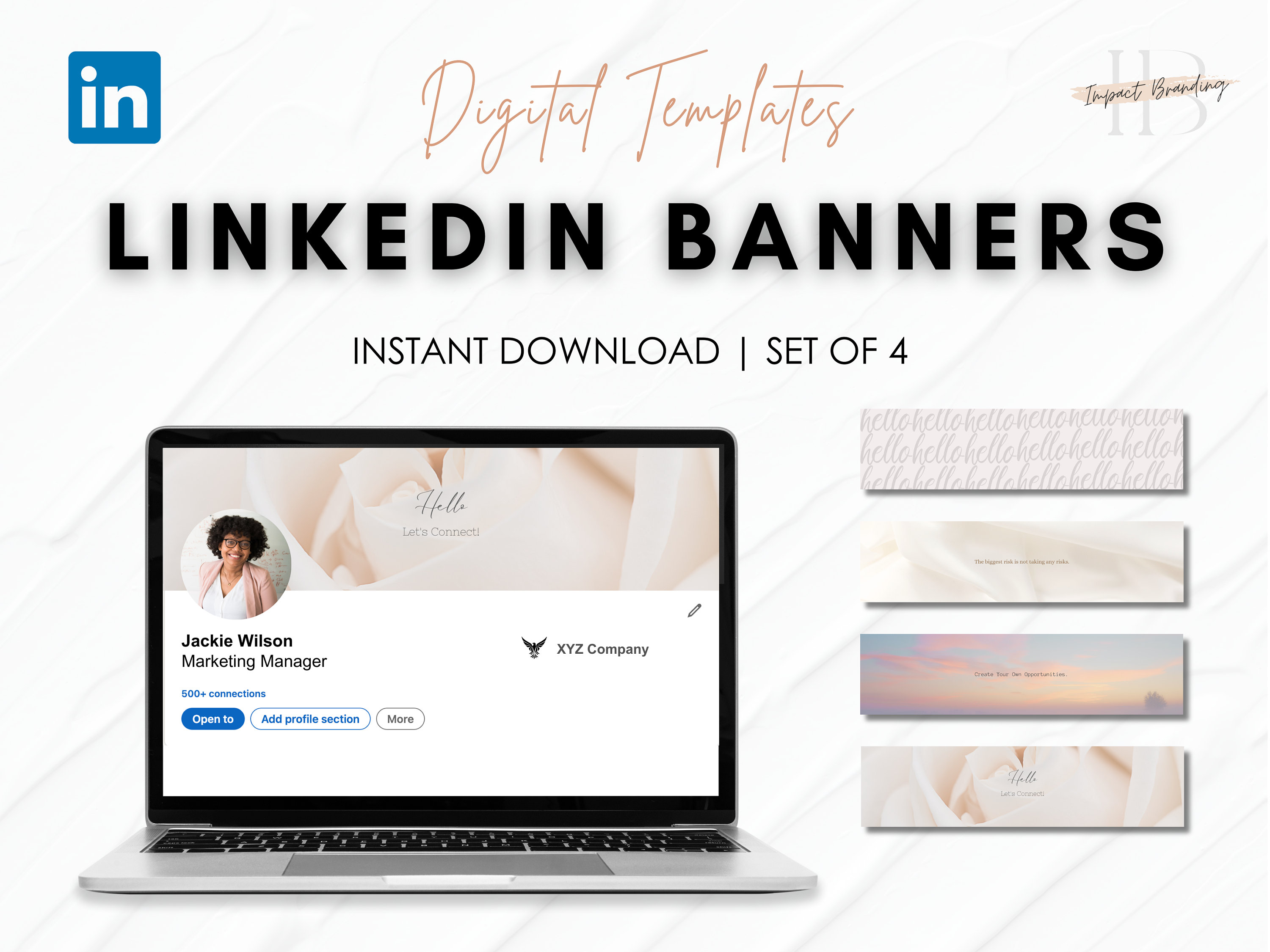 4 Linkedin Banners Instant Download Inspirational Quote - Etsy