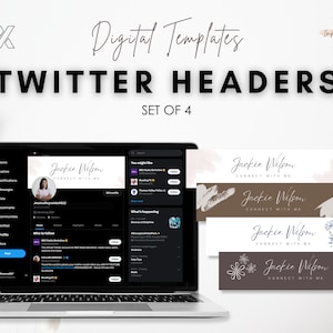 4 Twitter Banner Headers | Soft Paint & Floral Style | Twitter Profile | Custom Banner Social Media Banner | Build your personal brand!