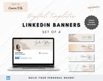 4 Modern LinkedIn Banners | Professional Canva Templates (Digital Download)