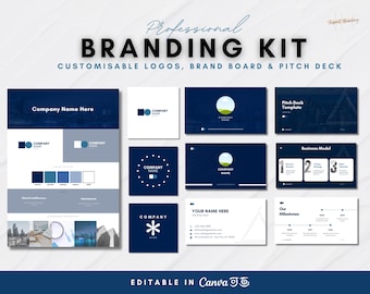 Starter Branding Kit for Small Business Owners | Logo Templates, Pitch Deck & Business Card Canva Templates
