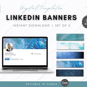 5 Blue Professional LinkedIn banner | Canva Template | LinkedIn Background | LinkedIn Banner Business | Personal Brand | LinkedIn Marketing