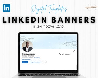 2 LinkedIn Banners | Linkedin Banner | Digital Download | Blue Technology Style | Personal Brand | PNG & JPG