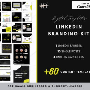 LinkedIn Branding Kit | 60+ Editable LinkedIn Content Templates | Ultimate Business & Thought-Leader | LinkedIn Banners, Posts / Carousels