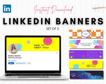 Banners de LinkedIn de arte pop abstracto / Plantillas profesionales (Descarga digital)