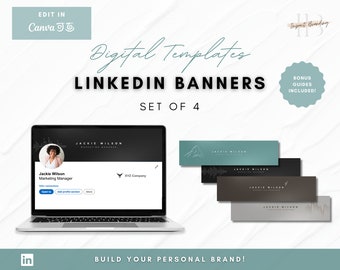Minimalist LinkedIn Banner Templates | Dark Style Canva Backgrounds (Digital Download)