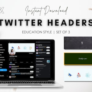 3 Twitter Headers | Education Banners | Twitter Profile | Custom Banner Social Media Banner | Build your personal brand! | Twitter Banner