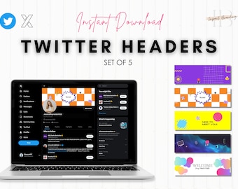 Abstract Pop Art Twitter Header Templates | Set of 5 (Digital Download)