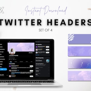 4 Twitter Banners | Light Purple Banner | Instant Download | Set of 4 | Twitter Profile | Build your personal brand! | Twitter Followers