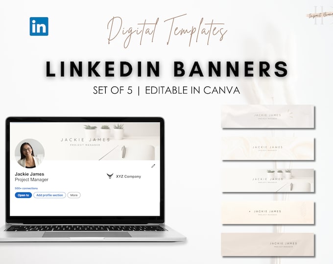 Linkedin Banner Canva, Editable Template, Aesthetic Minimalist Banner ...